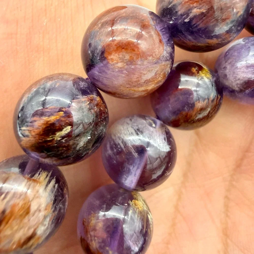 D'Joy‎ 925 Silver Sacred Seven Cacoxenite Amethyst Beaded Necklace 20